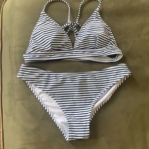 Cupshe- Blue and white striped bikini set